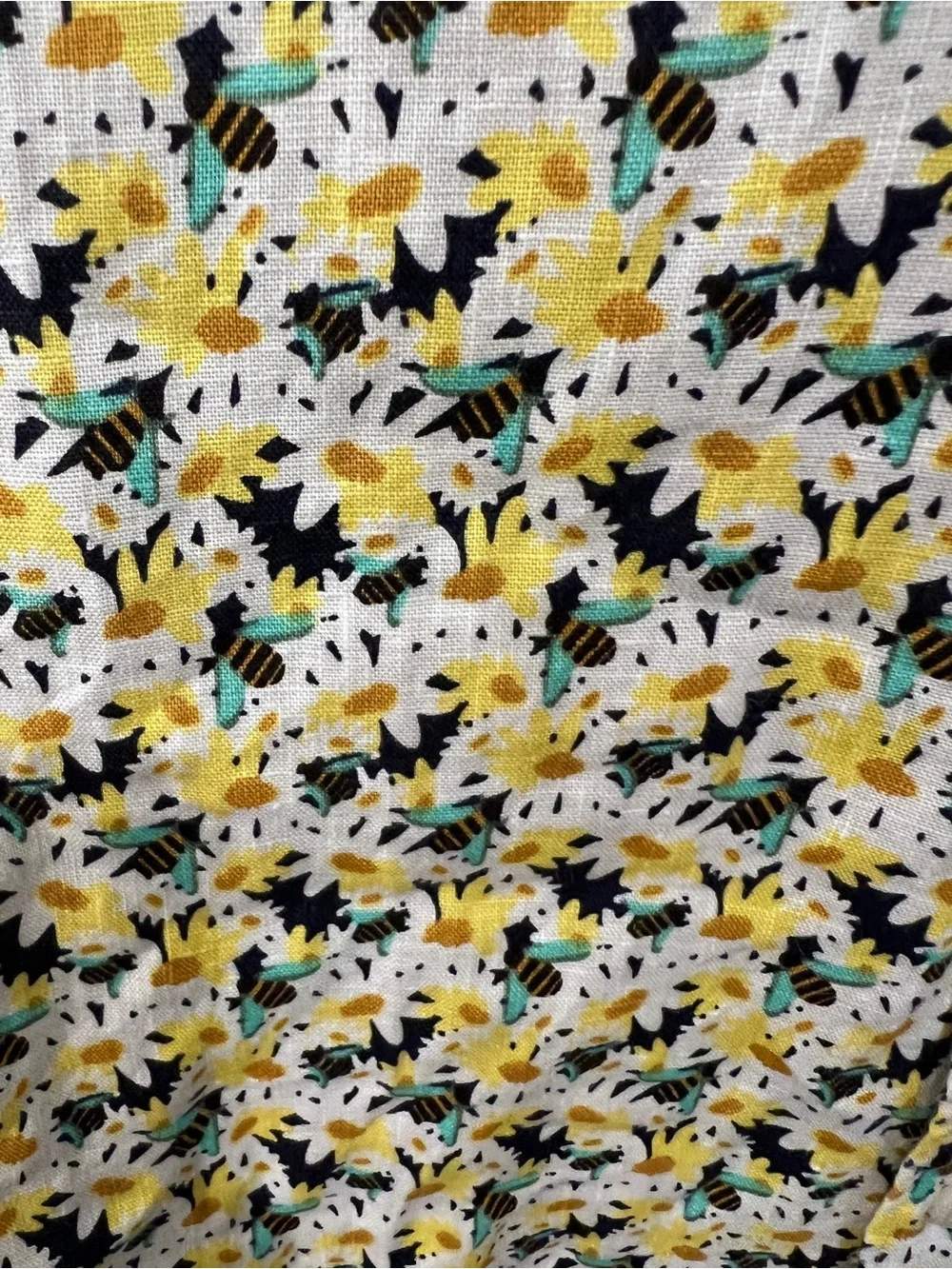 Men’s 100% Linen J.Crew Sunflower and Bee Short-Sleeve Button-up